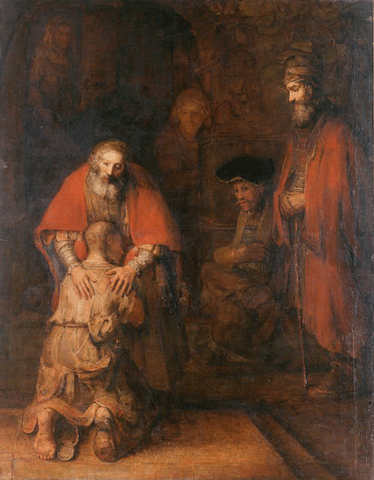 reproductie De terugkeer van de verloren zoon van Rembrandt van Rijn
